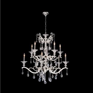 Allegri Vasari 10 Light Traditional Chandelier in Two Tone Silver