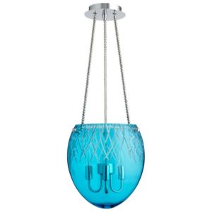 Spheroid Blue Etched Glass Pendant Light