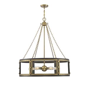 Lakefield 6-Light Pendant in Burnished Brass with Walnut