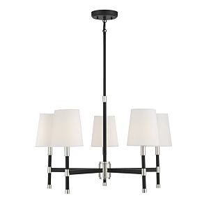 Brody 5-Light Chandelier in Matte Black with Polished Nickel Accents