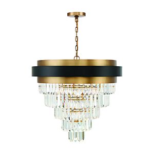 Marquise 9-Light Chandelier in Matte Black with Warm Brass Accents