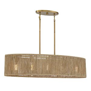 Ashe 5-Light Oval Chandelier in Warm Brass and Rope