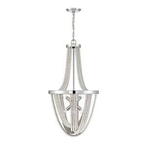 Contessa 6-Light Chandelier in Polished Chrome with Wooden Beads