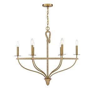 Savoy House Charter 6 Light Chandelier in Warm Brass and Rope