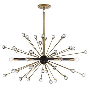 Ariel 6-Light Oval Chandelier in Como Black with Gold Accents