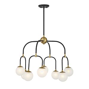 Couplet 8-Light Chandelier in Matte Black with Warm Brass Accents