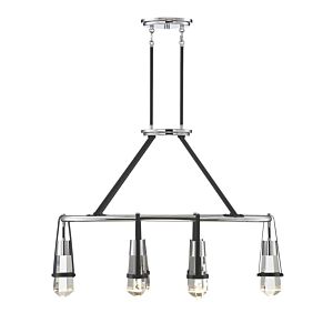 Denali 6-Light LED Linear Chandelier in Matte Black with Polished Chrome Accents