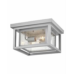 Hinkley Republic 2-Light Flush Mount Outdoor Ceiling Light In Satin Nickel