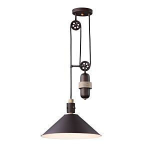 Tucson 1-Light Pendant in Oil Rubbed Bronze with Weathered Wood