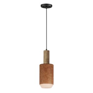 Scout 1-Light LED Pendant in Weathered Wood with Tan Leather