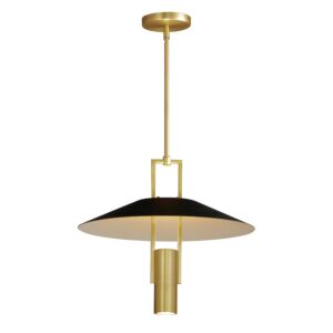 Tahoe 2-Light LED Pendant in Black with Satin Brass