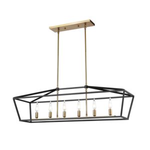 DVI Cabot Trail 6-Light Linear Pendant in Brass and Graphite