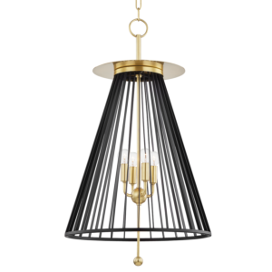Hudson Valley Cagney 4 Light Pendant Light in Aged Brass and Black