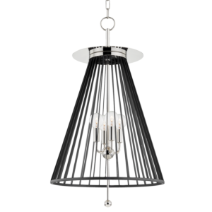 Hudson Valley Cagney 4 Light Pendant Light in Polished Nickel and Black
