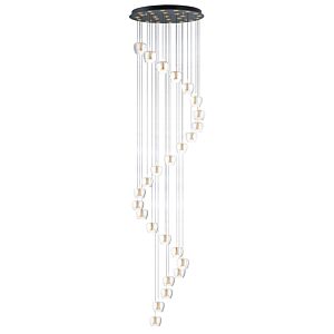 Newton 25-Light LED Pendant in Black with Gold