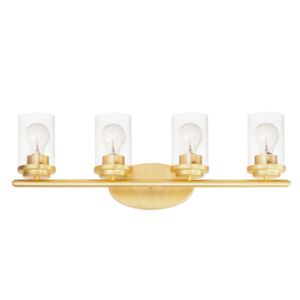 Corona 4-Light Bathroom Vanity Light in Satin Brass
