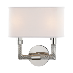 Hudson Valley Dubois 2 Light 13 Inch Wall Sconce in Polished Nickel