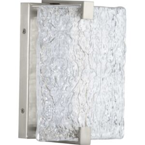 LED Stone Glass 1-Light LED Wall Sconce in Brushed Nickel