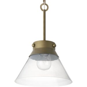 Point Dume-Tapia Tail 1-Light Semi-Flush Mount in Aged Brass
