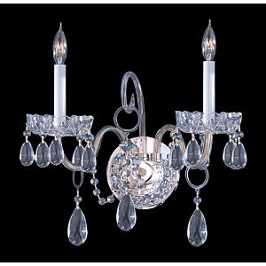 Crystorama Traditional Crystal 2 Light 12 Inch Wall Sconce in Polished Chrome with Clear Hand Cut Crystals