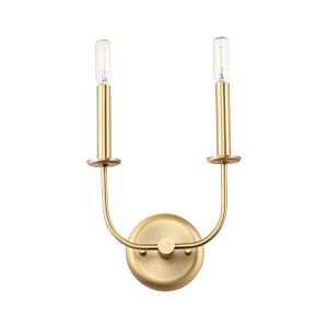 Wesley 2-Light Wall Sconce in Satin Brass