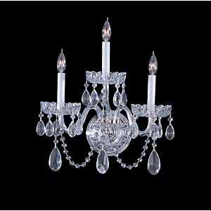 Crystorama Traditional Crystal 3 Light 15 Inch Wall Sconce in Polished Chrome with Clear Hand Cut Crystals
