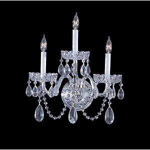Crystorama Traditional Crystal 3 Light 15 Inch Wall Sconce in Polished Chrome with Clear Swarovski Strass Crystals