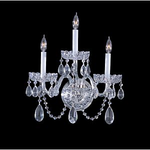 Crystorama Traditional Crystal 3 Light 15 Inch Wall Sconce in Polished Chrome with Clear Spectra Crystals