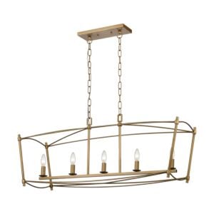 Trapan 5-Light Linear Chandelier in Aged Gold