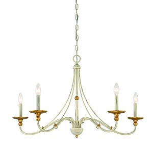 Minka Lavery Westchester County 5 Light Chandelier in Farm House White With Gilded Gold