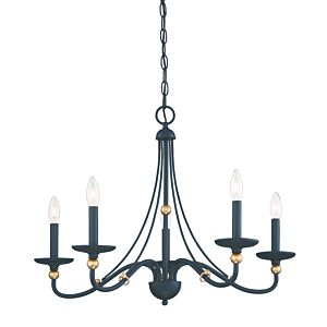 Minka Lavery Westchester County 5 Light Chandelier in Sand Coal With Skyline Gold Leaf