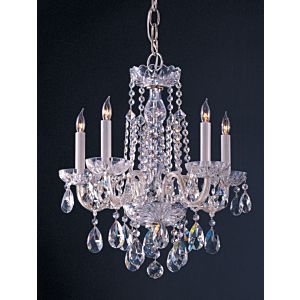 Crystorama Traditional Crystal 5 Light 20 Inch Mini Chandelier in Polished Chrome with Clear Swarovski Strass Crystals