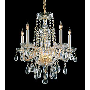 Crystorama Traditional Crystal 5 Light 20 Inch Mini Chandelier in Polished Brass with Clear Hand Cut Crystals