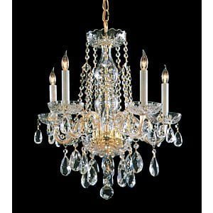 Crystorama Traditional Crystal Small Chandelier in Polished Brass with Swarovski Strass Crystals