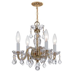 Crystorama Traditional Clear Hand Cut Crystal Mini Chandelier in Polished Brass