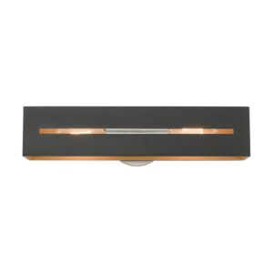 Soma 2-Light Bathroom Vanity Light in Textured Black w with Brushed Nickels