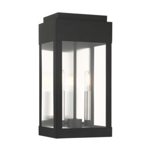 York 2-Light Outdoor Wall Lantern in Black w with Brushed Nickels w/ Brushed Nickel Stainless Steel