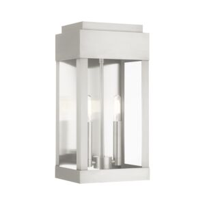 York 2-Light Outdoor Wall Lantern in Brushed Nickel w with Brushed Nickel Stainless Steel