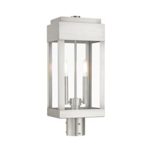 York 2-Light Outdoor Post Top Lantern in Brushed Nickel