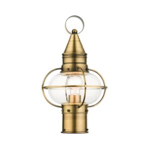 Newburyport 1-Light Outdoor Post Top Lantern in Antique Brass