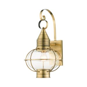 Newburyport 1-Light Outdoor Wall Lantern in Antique Brass