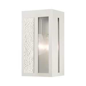 Lafayette 1-Light Outdoor Wall Lantern in Brushed Nickel w with Hammered Polished Nickel Panels