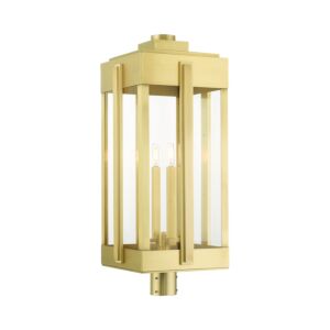 Lexington 4-Light Outdoor Post Top Lantern in Natural Brass