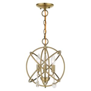 Aria 3-Light Convertible Chandelier with Semi-Flush in Antique Brass