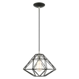 Knox 1-Light Pendant in Black w with Brushed Nickels