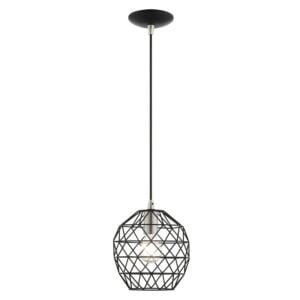 Geometrix 1-Light Pendant in Black w with Brushed Nickels