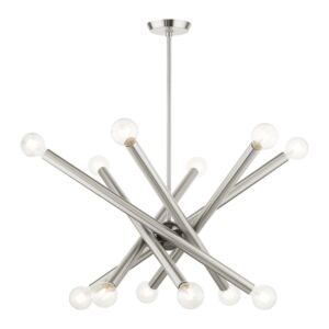 Stafford 12-Light Chandelier in Brushed Nickel w with Black Chromes