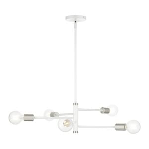 Bannister 5-Light Chandelier in White w with Brushed Nickels