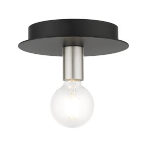 Hillview 1-Light Flush Mount in Black w with Brushed Nickels