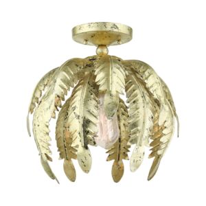 Acanthus 1-Light Semi-Flush Mount in Hand Applied Winter Gold